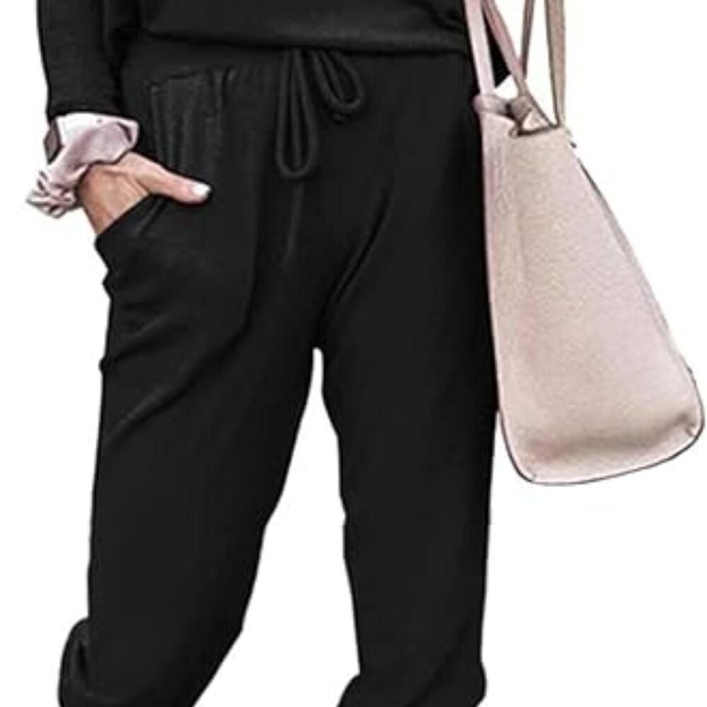 Cozy Jogger Pants High Waist Drawstring Lounge Sweatpants Casual Travel Bottom